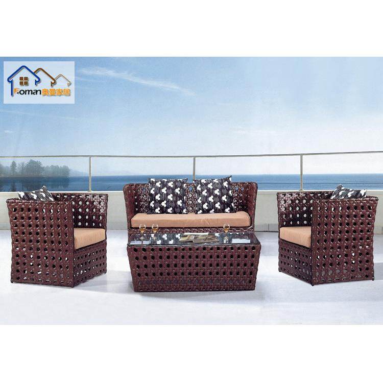 户外藤沙发 仿藤小户型欧式双人田园沙发 休闲别墅咖啡厅藤制沙发