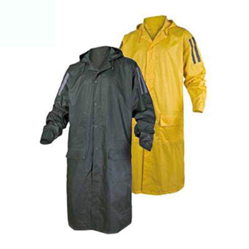 代尔塔 407007 防水防雨透气PVC涂层聚酯纤维带荧光条连体式雨衣
