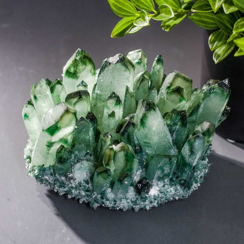 天然水晶簇摆件家居软装桌面书柜装饰品绿水晶晶簇摆饰紫色水晶