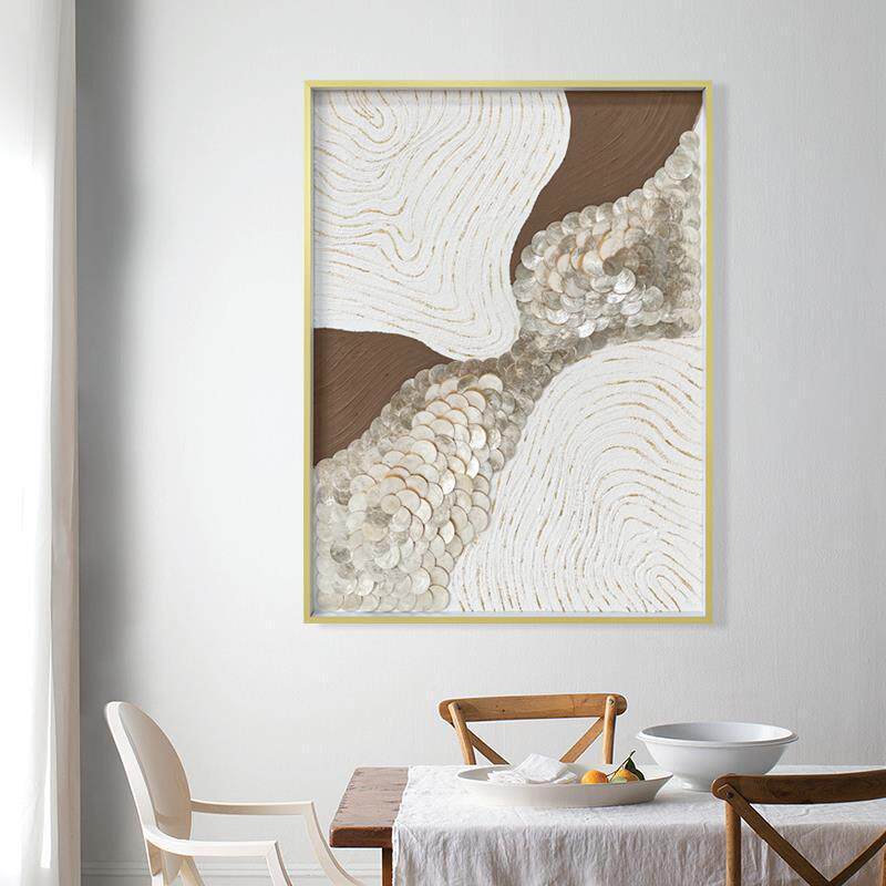 设计师款手绘油画轻奢欧式贝壳装饰画客厅卧室壁饰挂画走廊两联画