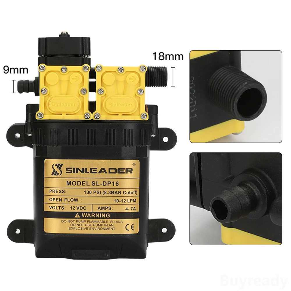 12V 220V 7A 130PSI 10L/min自动/回流式高压农用电动水泵双芯泵