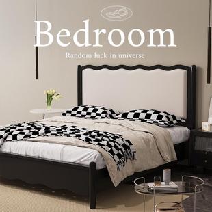 1.8米床主卧室法式波浪软靠床法式复古北欧风1m5双人床高端实木床