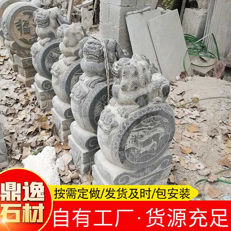 青石仿古门墩门口抱鼓石酒店别墅石鼓门口小象门鼓石装饰家用摆件