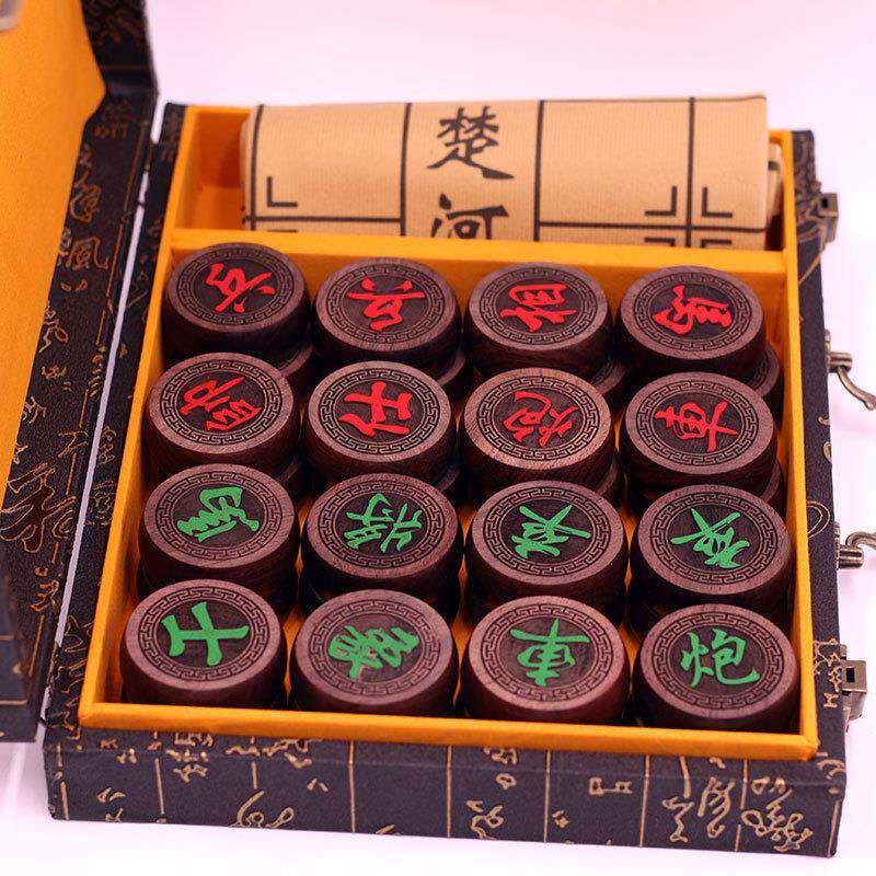 新款木质中国象棋带棋盘实木黑檀木成人比赛用娱乐便携折叠礼盒装