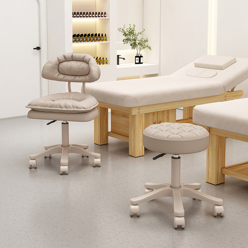 美容凳子美容院专用升降旋转滑轮椅子美甲美睫带靠背化妆师椅凳子