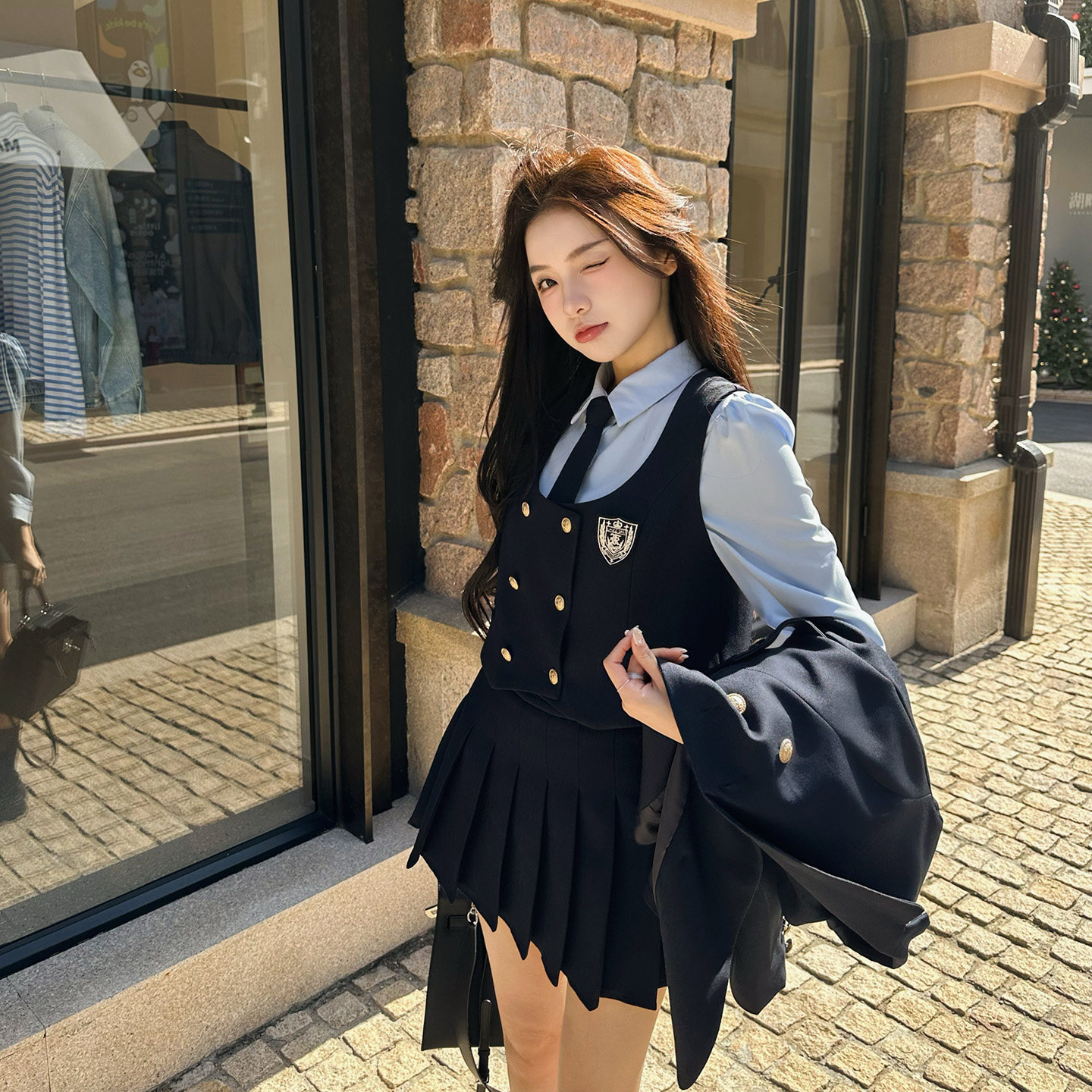 乖乖坏坏 伦敦刊报/学院风套装女秋装新款马甲衬衫休闲百褶裙,女装/女士精品,时尚套装,淘宝优惠券,粉丝福利购,淘宝优惠卷