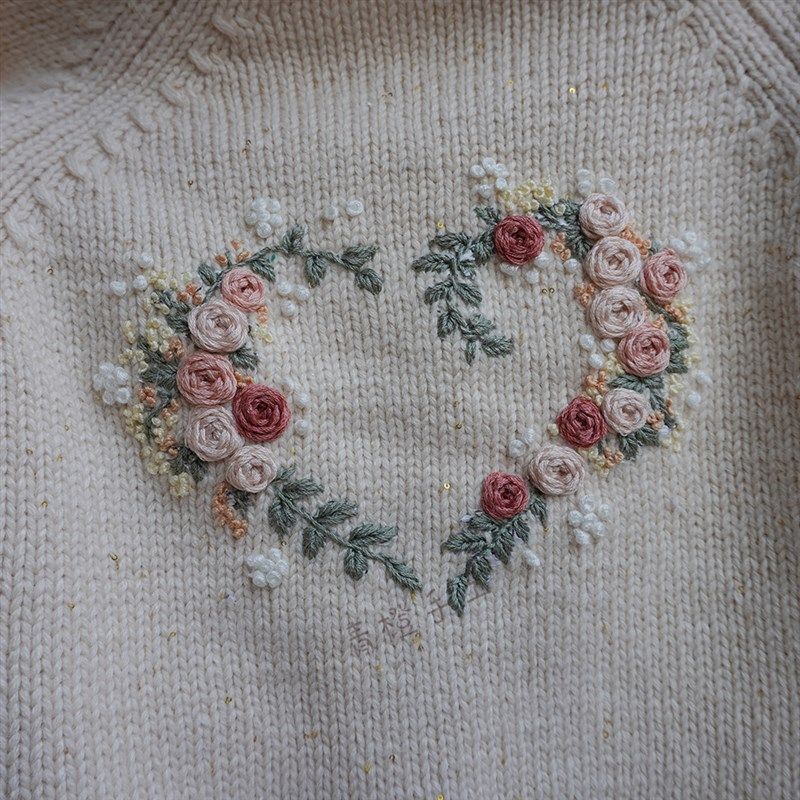 手工刺绣花样图案纸可缝diy手工布贴T恤毛衣上衣牛仔玫瑰水溶背胶