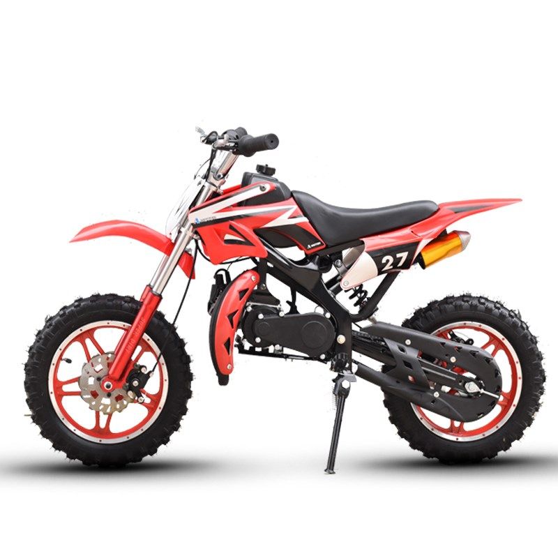 璐歌小型电动49cc手拉启动混合油版迷你摩托车电动版家用越野车