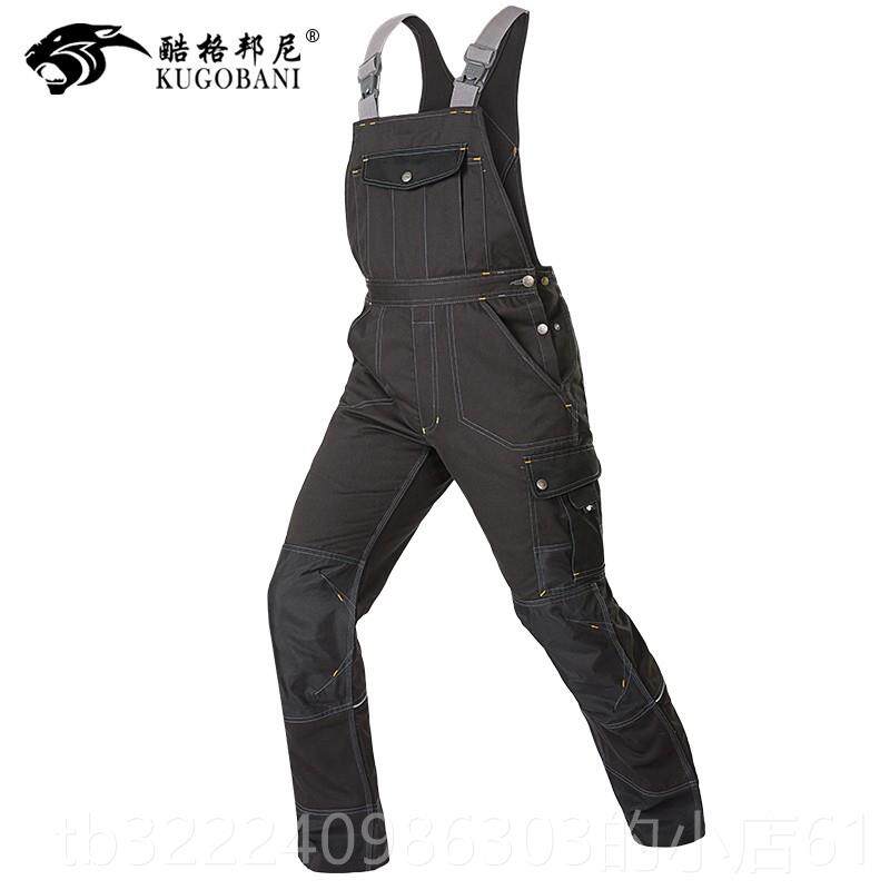正品工装作背带机裤男工服耐磨连体修劳宽保服松直筒吊带反光条的
