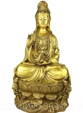 正品宇卓铜器 纯铜世音菩萨莲净瓶观观音音铜观佛像像铜工艺品摆