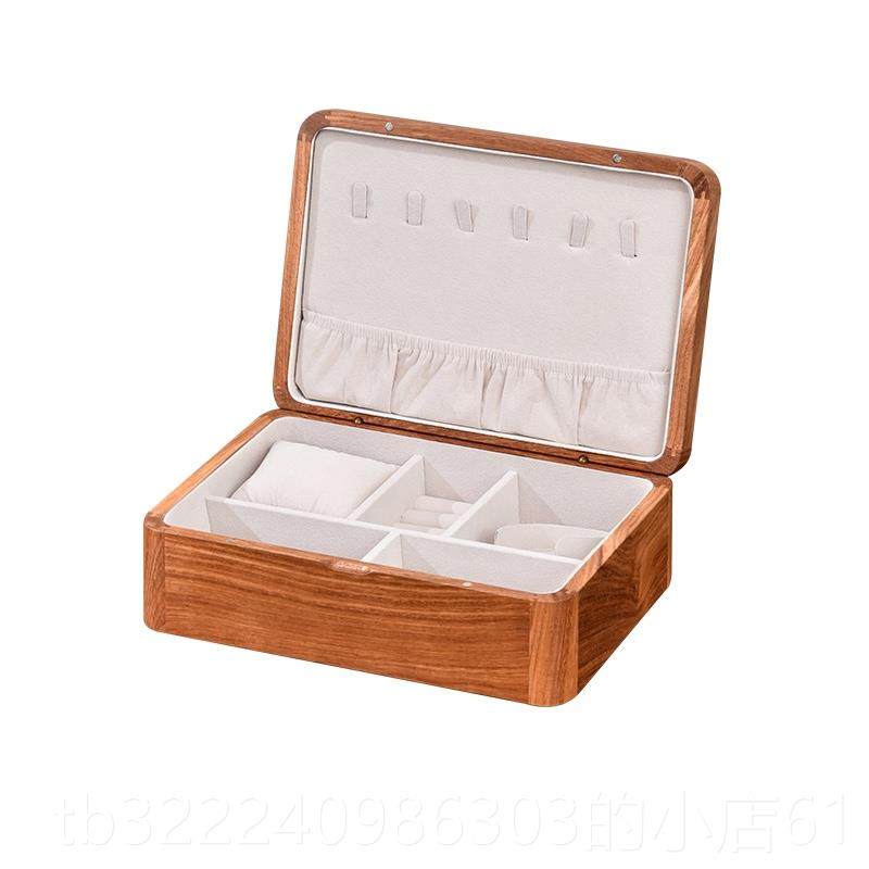 正品叔胡桃木首盒项链戒指耳饰品手饰轻珠宝盒高档精饰致实木环收