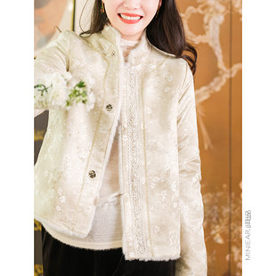 【年服系列】正反两穿/暗纹提花/重工珠绣 厚实毛绒立领外套简约