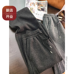 双层松紧腰解构弯刀裤 两穿脚口 加绒加厚 小耳出品萣制芝麻纱