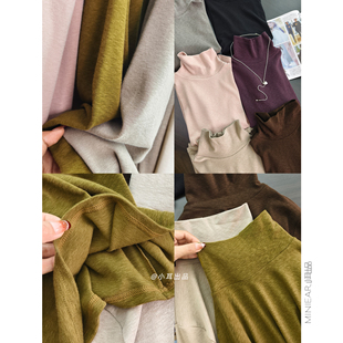 小耳出品萣制柔感竹节纱/篙棉材质/篙支篙密 高领长袖T恤打底衫