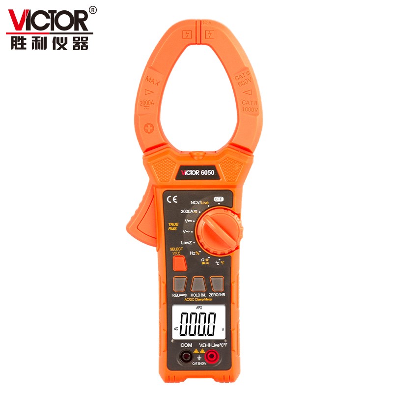 胜利仪器VICTOR6050 6052钳形表 2000A交直流钳表大钳口正品包邮
