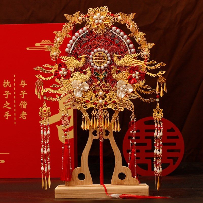 新娘结婚团扇中式婚礼古风秀禾扇子重工喜扇diy材料包手工遮面扇,家居饰品,工艺扇/团扇/喜扇/折扇,淘宝优惠券,粉丝福利购,淘宝优惠卷