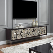 轻奢风电视柜后现代简约茶几电视柜实木家用意式 别墅客厅地柜 欧式