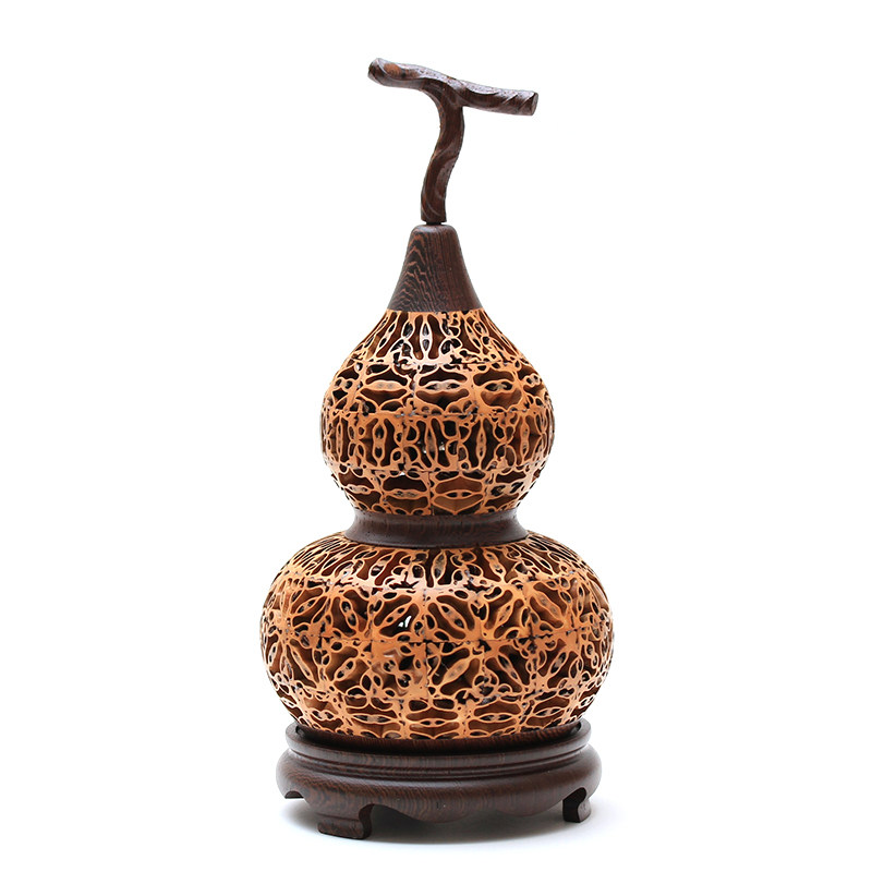 核桃镂空檀香盒子茶香炉熏香炉茶道禅意摆件实木底座香薰炉茶摆件