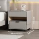 2024年新款 床头储物柜 简约现代轻奢奶油风皮质实木床头柜卧室整装
