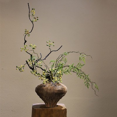 禅意陶瓷花瓶新中式宋代美学摆件民宿酒店侘寂玄关复古创意装饰品