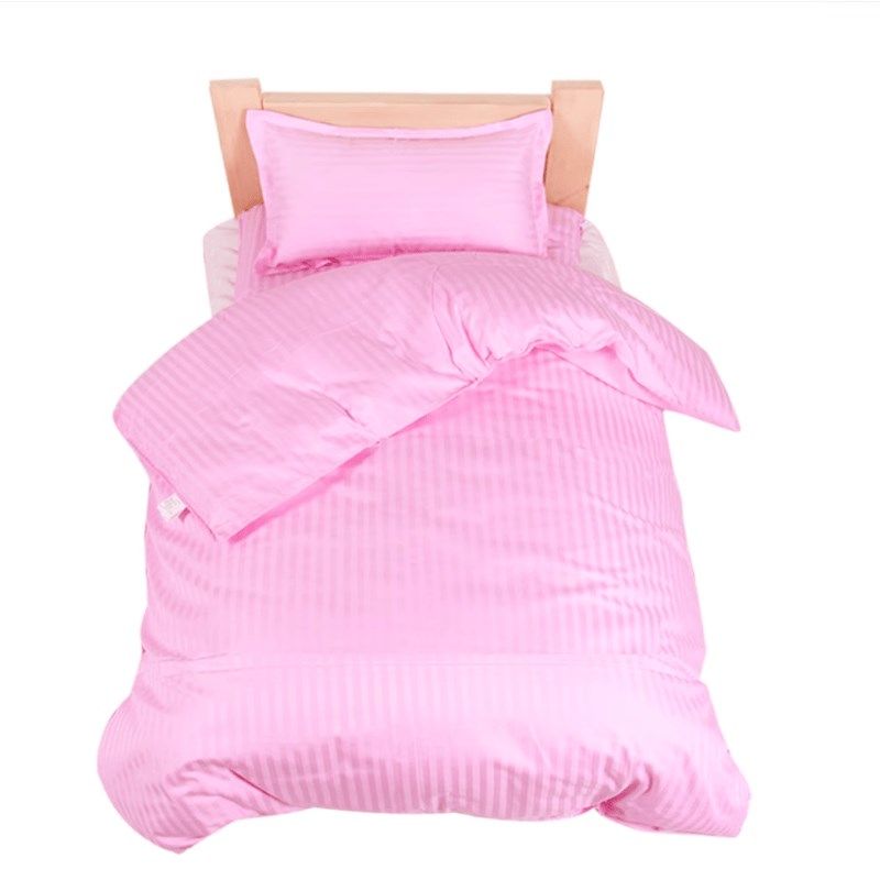 幼儿园纯棉三件套贡缎条套件双胆被子午睡被粉色天蓝果绿色可定做,婴童用品,婴童/儿童三件套,淘宝优惠券,粉丝福利购,淘宝优惠卷