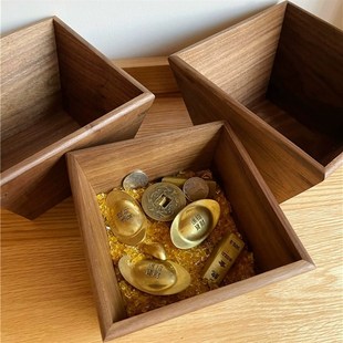 【日进斗金】八方来财斗盒米升老木升斗黑胡桃实木斗盒聚宝盆