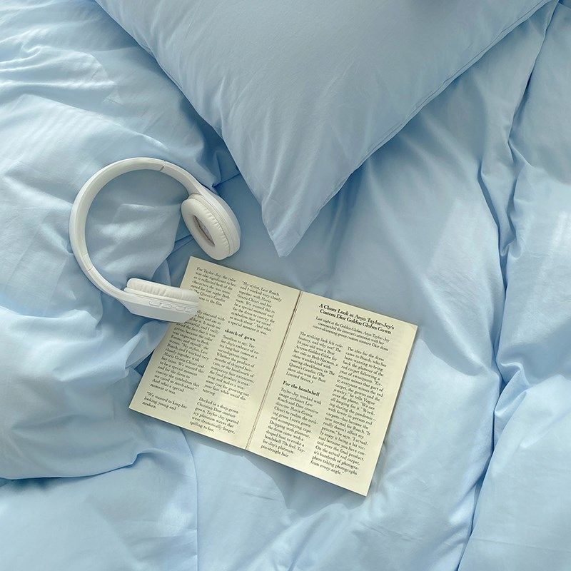 100%全棉简约天蓝纯色水洗棉被套纯棉被罩单件1.5双人1.8床单春夏