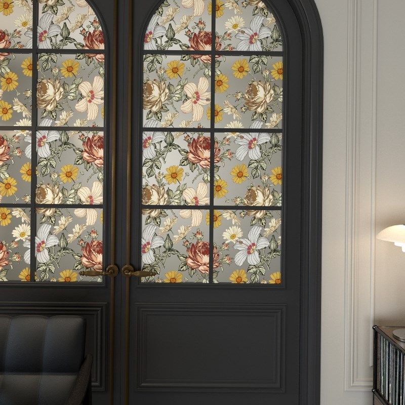 法式窗户贴纸窗花阳台玻璃门装饰静电磨砂贴膜无胶透光贴画花卉贴,家居饰品,玻璃膜/贴,淘宝优惠券,粉丝福利购,淘宝优惠卷