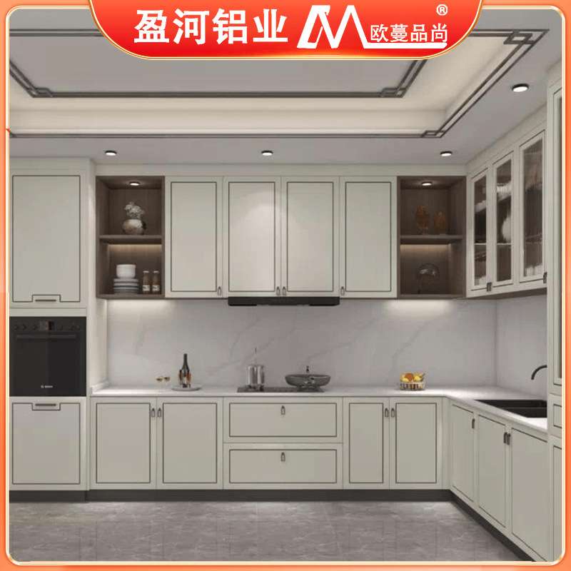 全铝家具整装开放式厨房家用现代轻奢防水铝合金橱柜一体灶台碗柜