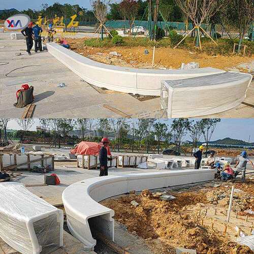 休闲广场UHPC白色艺术混凝土坐凳户外成品特色坐凳内部空心易安装