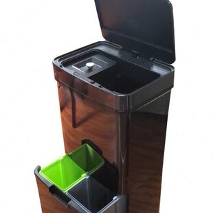 高档环保干湿分类离智能不锈钢感应垃圾桶箱双层四区餐余桶带滑轮