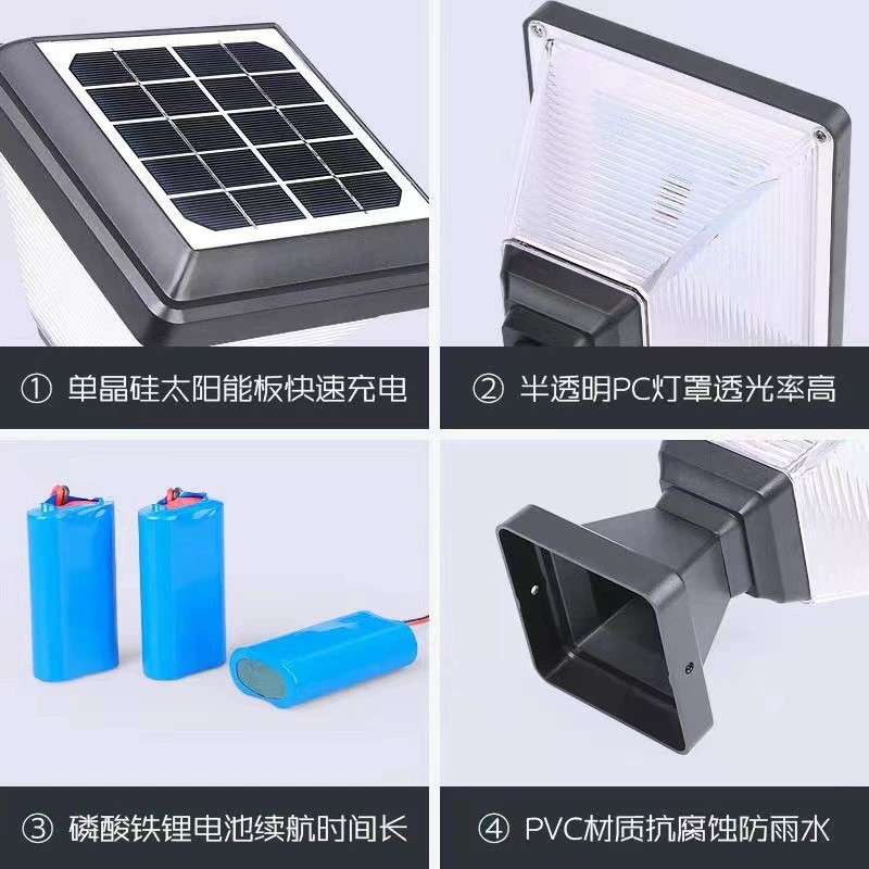 意杰士 太阳能四方杯户外防水家用暖白光庭院景观围墙柱头灯现货