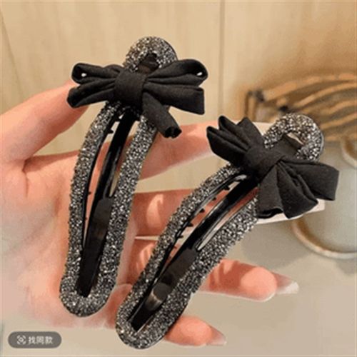 【立减50】气质碎钻蝴蝶结发卡后脑勺懒人盘发神器鸭嘴夹头饰-M