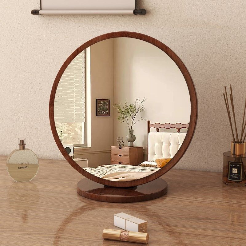 台式化妆镜可翻转桌面梳妆镜简约家用木质镜现代中式复古风镜子,住宅家具,化妆镜,淘宝优惠券,粉丝福利购,淘宝优惠卷