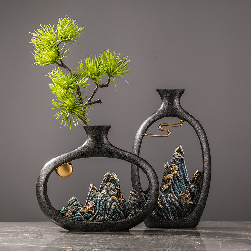 新中式禅意山水花瓶摆件客厅家居酒柜装饰品办公室茶室博古架摆设,家居饰品,装饰摆件,淘宝优惠券,粉丝福利购,淘宝优惠卷