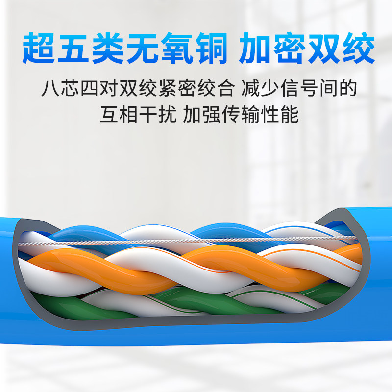 工程超五类网线超5类纯铜无氧铜0.5室内双屏蔽高速双绞线poe300米