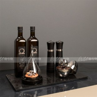 WU 物兮物 轻奢样板间厨房软装托盘橄榄油饰品组软装陈设展厅道具