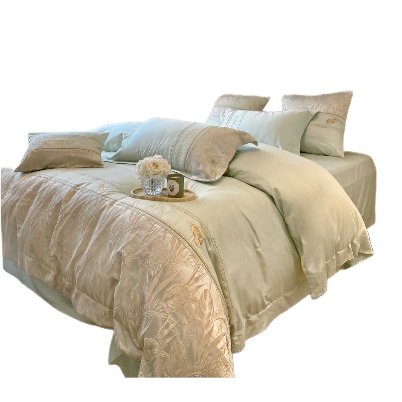 A类120支长绒棉四件高级感纯棉浮雕刺绣被套床单裸睡全棉床上用品,床上用品,床品套件/四件套/多件套,淘宝优惠券,粉丝福利购,淘宝优惠卷