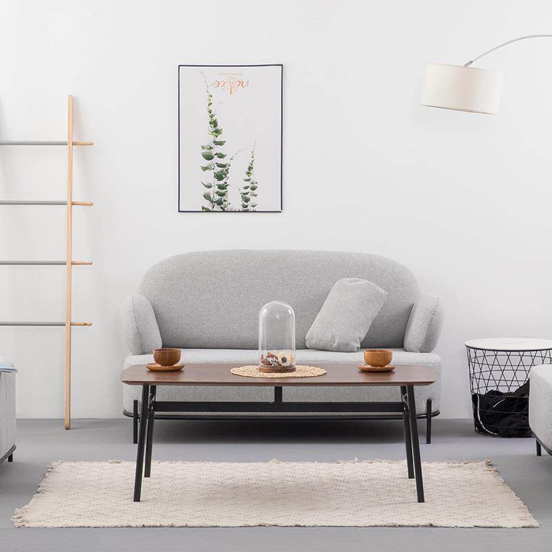 茶几边几客厅家用小型创意茶桌现代简约小户型胡桃木铁艺长桌子