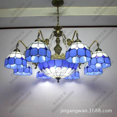 简约现代地中海彩色玻璃吊灯客厅餐厅卧室灯酒店会所咖啡厅多头灯