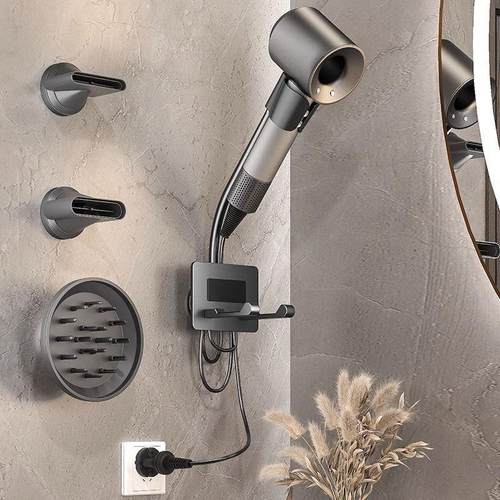 懒人吹风机架卫生间免手持吹风机置物架壁挂免打孔浴室风筒放置架