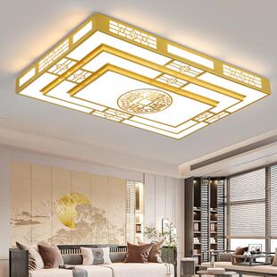客厅主灯长方形2025新款特大金色防古风大厅吊灯新中式国风吸顶灯