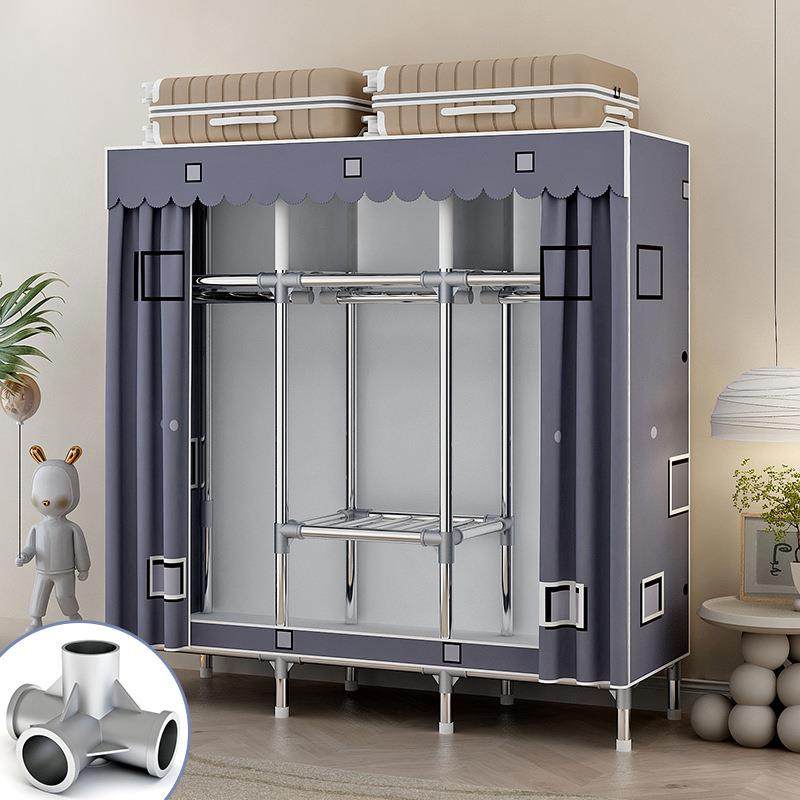 简易衣柜钢架结构布艺组装家用卧室布衣柜全钢管加粗加厚出租