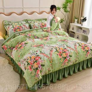 高档加厚金貂绒双面绒四件套床冬天珊上瑚绒法兰绒单人三件式奶牛