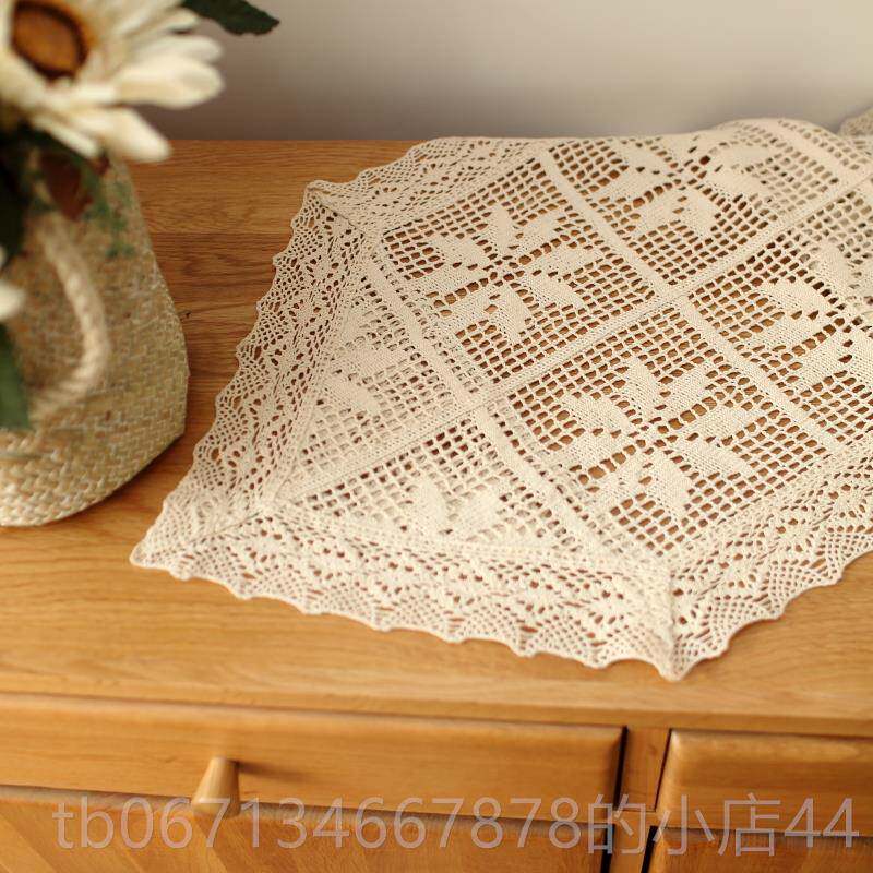 高档美国乡村覆古学桌棉旗桌布装饰钩针咖啡桌柜盖文森林风道格射