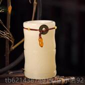 高档灵机生活务馆黄玉文昌筒摆件职场办桌面笔办公室公商书房送礼