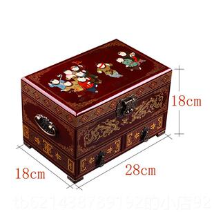 高档金容元衡中国古典首饰大手绘童稚百子画珠宝量收纳盒漆器盒化