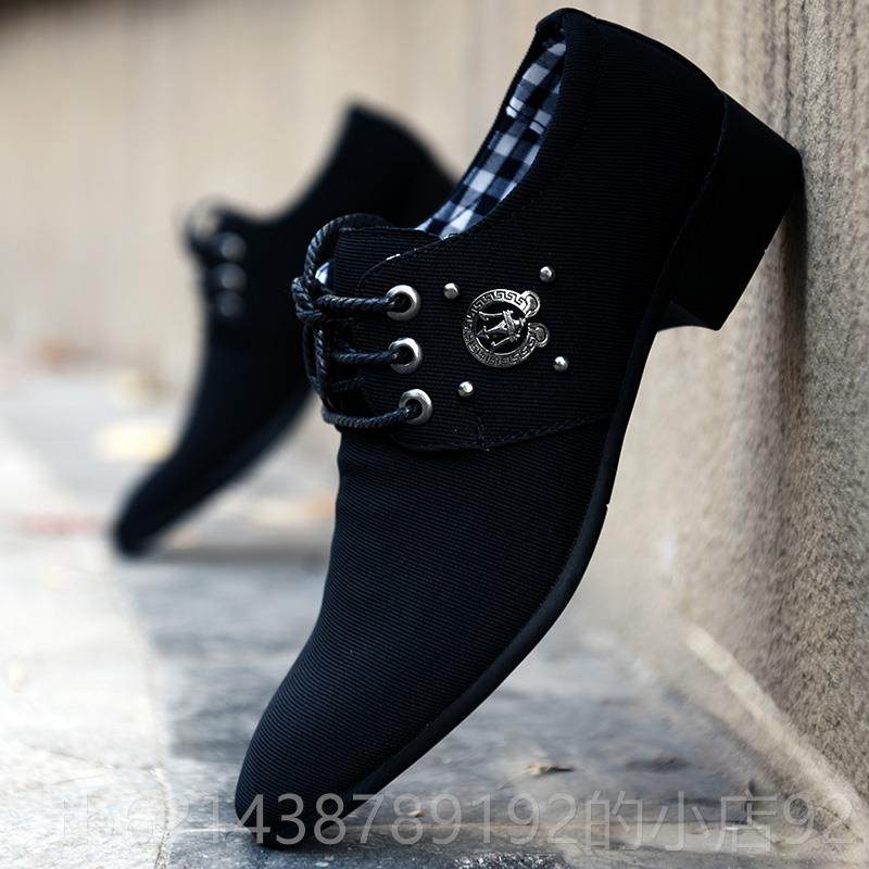 高档皮鞋男款夏季透气2布025新款年韩版英型伦尖头青发师男鞋商务