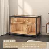 高档豪家用猫柜实木室内华猫墅人与宠物电柜双层猫笼猫别屋展视示
