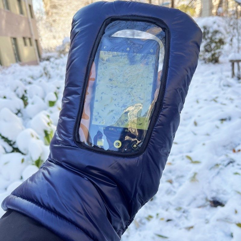 冬季户外拍照摄影防寒套手机防冻手套防冻手包